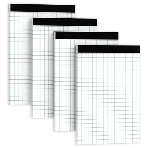 Bloco de papel quadriculado, pacote com 4, bloco de papel quadriculado 5 x 5 quadrados azuis por pol