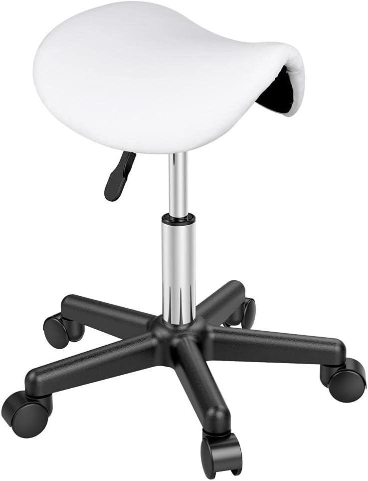 Yaheetech Saddle Stool Adjustable Rolling Salon Chair Swivel Rolling Wheels &...