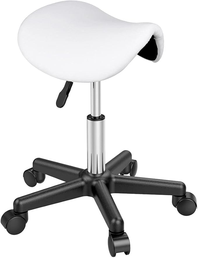 Sedia Da Trucco Girevole Rosa Con Ruote E Altezza Regolabile (45-55 Cm)