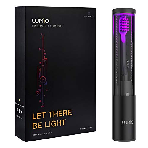 Lumio Self-Cleaning Travel Sonic Electric Toothbrush with Retractable Brush Heads, Rechargeable, IPX7 Waterproof (Black)