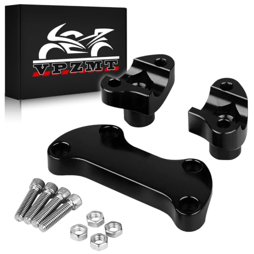 VPZMT 1” Handlebar Riser/Top Clamp Kit 1.5" Tall for Harley Touring Sportster Softail Dyna (Rise Height: 1.5", For 1" Bar) (1‘’ Handlebar Top Riser Clamp-Black）