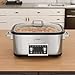 Sunvivi 8 Quart Slow Cooker Roaster Oven, 12 in 1 programmable Multi-Cooker Food Warmer with Digital Timer, Temp Control, Removable Cast Aluminum Pot & Dishwasher-Safe Tempered Glass Lid, Stainless