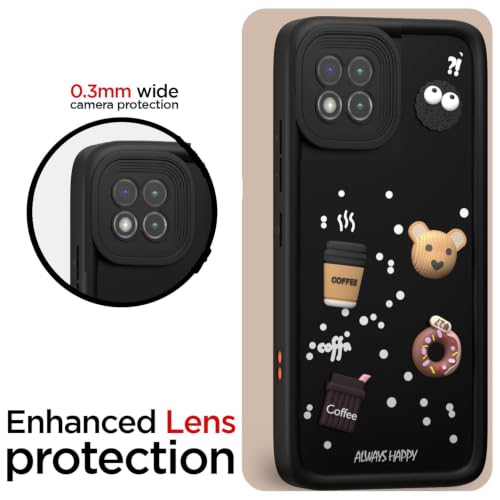 Image of Bintage Cute Fun Ball | Taddy Cartoon 3D Smiley Coffee Cup | Milk Donut | Full Protection Rubber Back Cover Compatible for Itel S665L / Itel S23 - Black