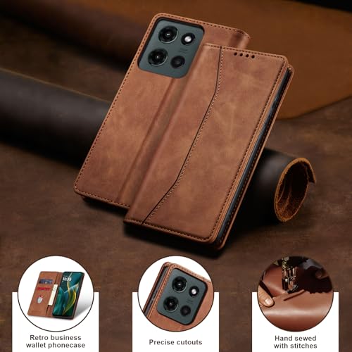 Image of Jasonyu Flip Wallet Case for Moto G 5G (2025),Brown