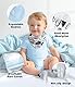 Baby Geschenk Jungen Mädchen Neugeborenen Geschenke zur Geburt mit Schmusetuch/Baby Strampler/Socken/Musselin Decke/Rassel Windeltorte Geschenkbox Baby Shower Party Gender Reveal Geschenk (Blau)