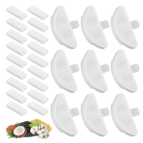9PCS Cat Water Fountain Filter Replacement with 18 Filter Sponges for Wireless Automatic Pet Fountain, Compatible with Cat Dispenser with 5 Layers Filtration System(White)