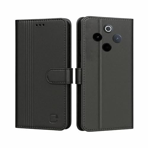 Image of AIBEX Shock Proof Flip Compatible for iQOO Z10 5G / Vivo T4 5G Flip Cover Leather Finish | Inside TPU with Card Pockets | Wallet Stand | Complete Protection Flip Case - Black