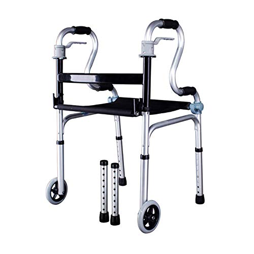HSZXQ Pieghevole Leggero Rotolo Alluminio Deambulatore Altezza Regolabile con Attrezzature Sedile Anziani, Medica,B