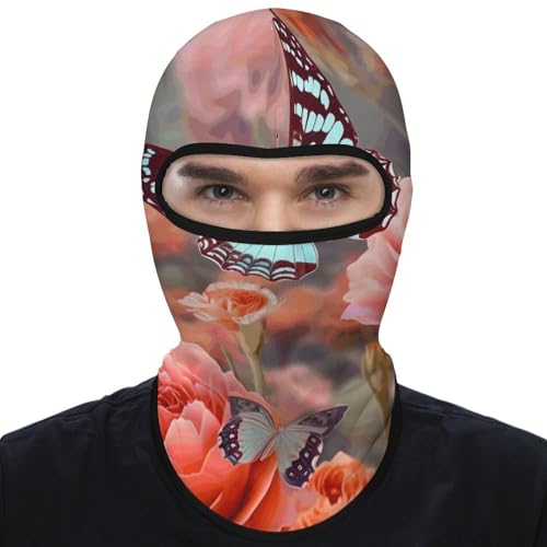 Balaclava para hombre, máscara para esquí y ciclismo con diseño de mariposa y flores, cubreboca para invierno miniatura 7