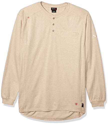 Ariat Men's Big and Tall Flame Resistant Air Henley Shirt, Beige, XXXL R