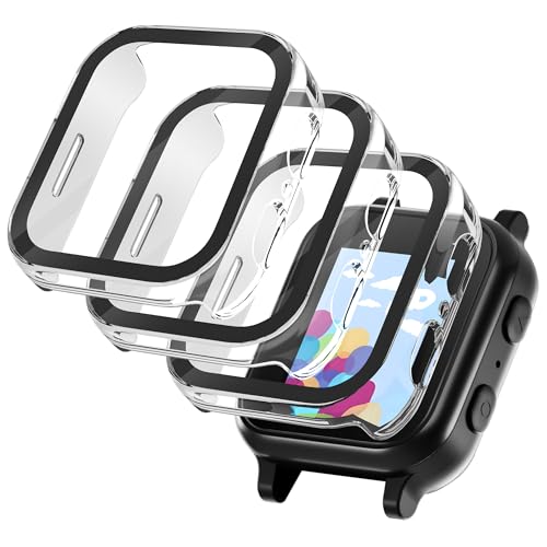 Seltureone 3 Pack Case Compatible with Gabb Watch 3/3e Screen Protector Hard PC Protective Case Built-in Tempered Glass for Kids Compatible with Gabb Watch 3/3e Accessories Only (Clear)