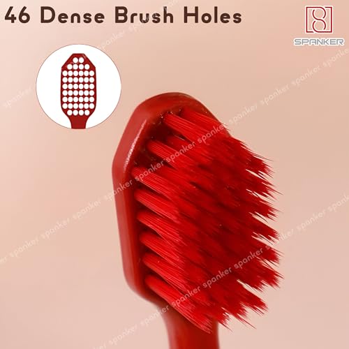 Image of Spanker Pack of 5 Extra Wide Head 15MM Adult Toothbrush with Double Inplanted Soft Feather Like Bristles Non Frizzing Toothbrush for Intensive Care Protect Fragile Gums for Good Cleaning Effect
