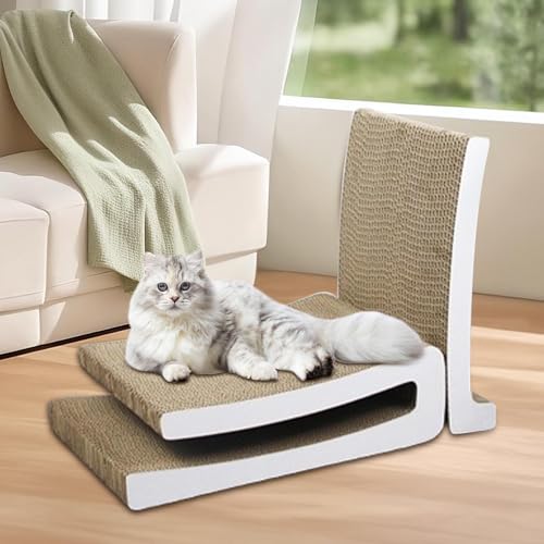 Planche à gratter en papier ondulé pour chats avec tapis interactif - 4