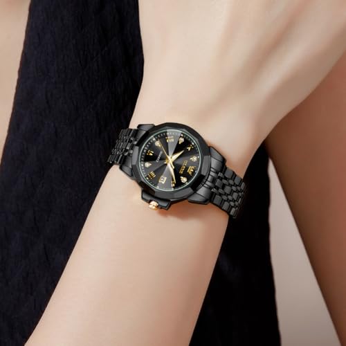 Image of OLEVS Womens Watch Fashion Diamond Analog Gifts Watches for Ladies Quartz Stainless Steel Casual Roman Waterproof Luminous Calendar Wristwatch