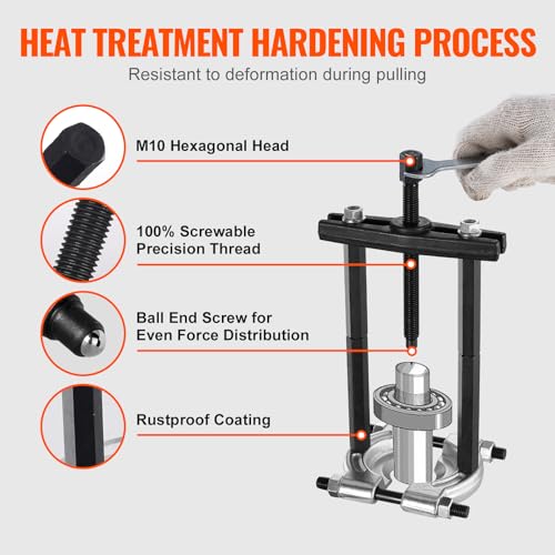 Image of VEVOR Bearing Puller Kit 14-Piece, 5 Ton Bearing Separator, Pinion Wheel Bearing Removal Kit with 2 inch and 3 inch Jaws, Bearing Separator and Puller Set, Heavy Duty Bearing Splitter Tool Kit with Case