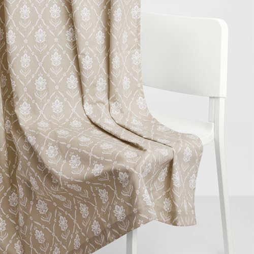 Image of haus & kinder Digital Printed Cotton Window Curtain 5 Feet Long Pack of 2 Window Curtains, 5 Feet Curtain for Window (Nature Floral, Beige 130x152 CM)