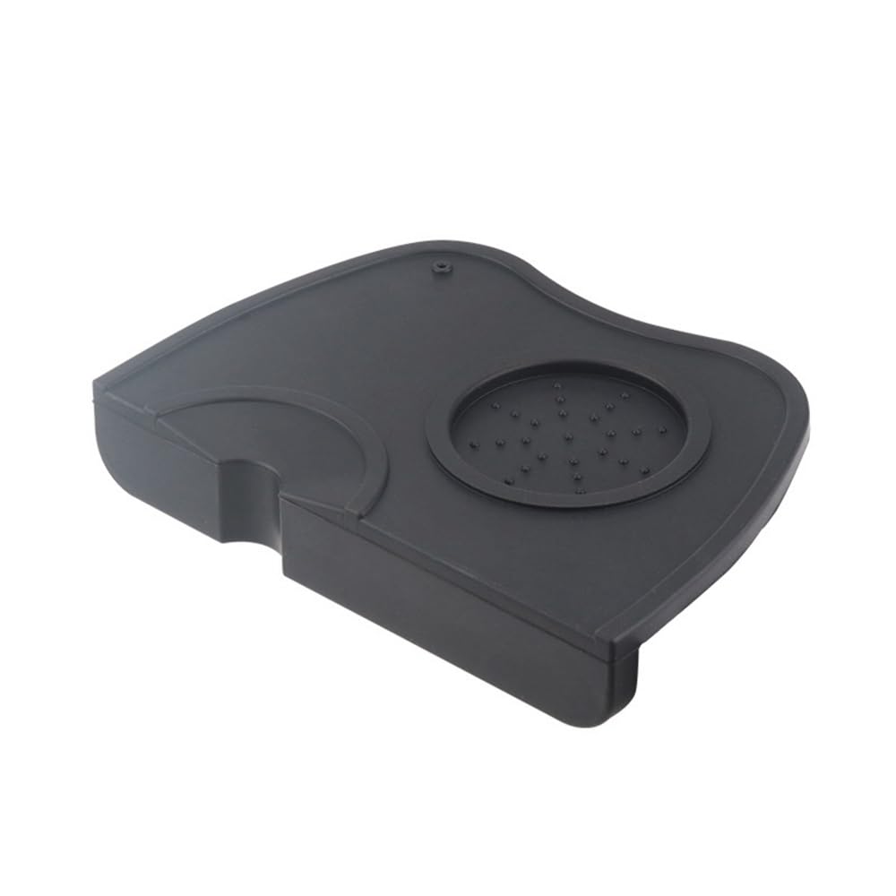Silicone Coffee Tamper Mat, Medium Espresso Tamping Mat with Corner Edge Tamp Support Station, Anti Slip Coffee Mat for Home Kitchen Cafe (17.7 x 12cm)