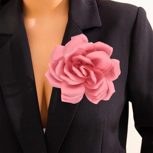 Image of Flower Brooch Pins for Women 5.5in Lapel Pins Large Rose Floral Brooches Dainty Satin Fabric Brooches Rose Flower Hair Clips Wedding Party Dance Clothes Accessories Jewelry