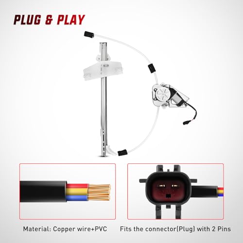 Image of Nilight 741-526 Power Window Regulator /Motor Front Driver Side | Compatible with Jeep Liberty KJ 2002 2003 2004 2005 2006, Front Left Side