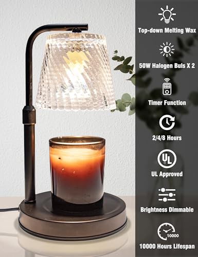 MAOYUE Dimmable Candle Warmer Lamp w/ Adjustable Height & Timer - image 8
