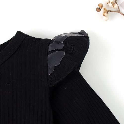 3-24M Infant Long Sleeve Bodysuit Dress Baby Romper Tutu Dresses Toddler Knit Tulle Skirt Birthday Outfits4