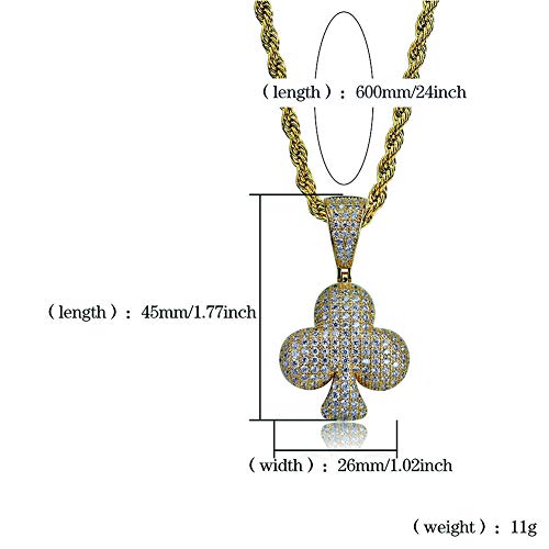 JAJAFOOK Iced Out Club/Diamond/Heart/Spade Lucky Playing Cards Simulated Lab Diamonds Pendant Necklace4