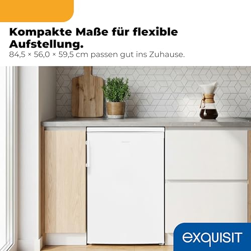 Exquisit Kühlschrank | 133 l Nutzinhalt, Energieklasse C, 37 dB(A) | kompakt, LED-Innenbeleuchtung, verstellbare Glasablagen, Gemüseschublade, manuelle Temperaturregelung | KS516-V-H-010C weiss