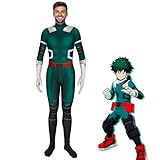 Xyjrnjvh My Hero Academia All Might Boku No Hero Academia Halloween Cosplay Costume Unisex Bodysuit (Adult-XL,Dark Green)