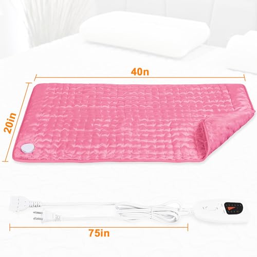Image of Heating Pad,Electric Heating Pads,Heating Pad for Back,Pink,40x20 Inch | Heating Pads for Shoulder,Neck,Abdomen,Knee,Arms,Legs,Heat Pad for Birthday Father Mother Gift Women Men,6 Heat Settings