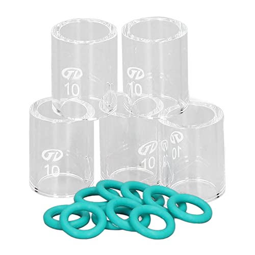 Argon Arc Welding Glass Cup and O Ring Set Compatible with WP 9 20 25 17 18 26 Welding Guns, Consumables Kit Includes 5 Glass Parts 10 O Rings and 5 Storage Boxes, 20 Piece Set