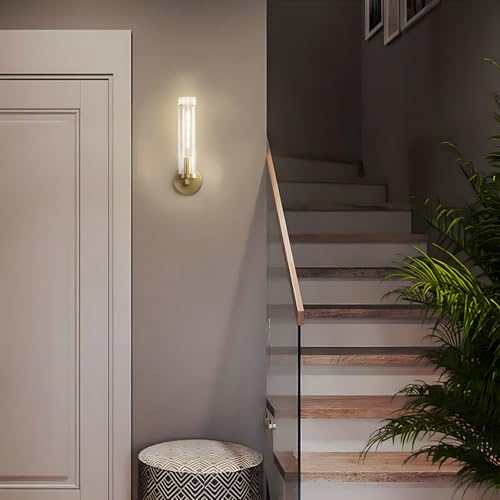 Brass Wall Sconces Lights Indoors Gold Bathroom Wall Sconces, Elevate Your Indoor Spaces with Crystal Wall Sconce, Wall Lights for Mirror Perfect for Living Room Bedroom Dresser, Vanity (gold)