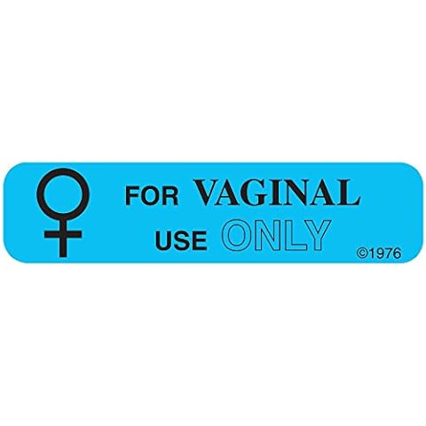 Pharmex 1-72G "Vaginal USE ONLY" Permanent Paper Label, 1 9/16" x 3/8", Blue, Pack of 1000 Cover