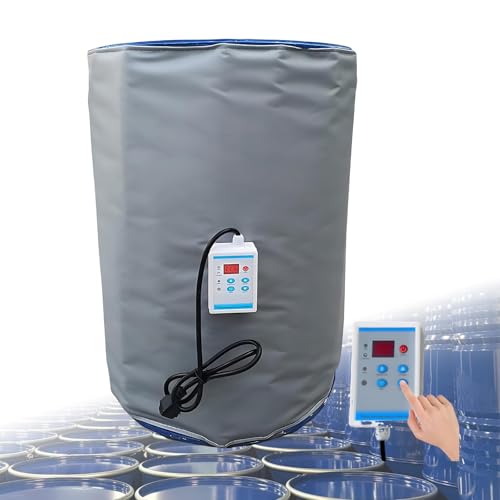 Lissontine Manta Térmica para Tambor Y Calentador Eléctrico De Barril De 55/275 Galones, Cobertura Completa, Controlador De Temperatura 0-150°C, para Aceite, Pintura Y Resina 200L/55Gal