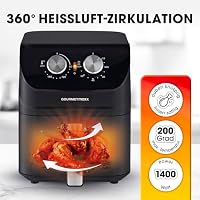 GOURMETmaxx Heißluftfritteuse 4 L | Airfryer mit Timerfunktion & Edelstahl Heizelement | praktisches Vorheizen & Warmhalten | geruchsarm, energiesparend & nahezu ohne Öl | 1400 W – Ansicht 2