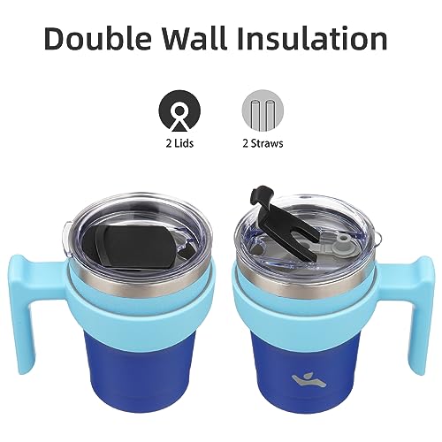 Image of Konokyo 10 oz Tumbler with Handle and Straw, Insulated Travel Mug