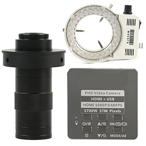 顕微鏡キット 3.7mp産業用電子デジタルビデオ顕微鏡カメラ130x 180x 300xレンズのマウント 顕微鏡レンズアダプター(With 130x lens Light)