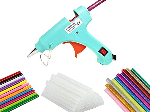 HOTGLUEGUN 20W 7 mm On and Off Switch Hot Glue Gun and LED Indicator- 6 Transparent + 6 Colored + 6 Glitter Sticks (18 Sticks)