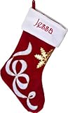 Personalized Christmas Stockings Velvet Red Body/White Cuff Ribbon