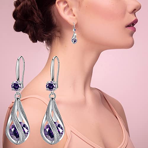 Matching Earring Sets For Multiple Piercing Fashion Earrings Stainless Steel Round Earrings Women Creative Earrings Diamond Dangling Crystal Earrings For Women (Purple, One Size) #TOP1