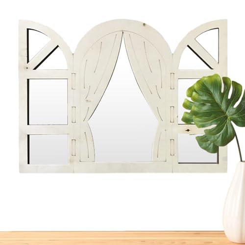 Ventana falsa para paredes,Etiqueta engomada de ventana falsa - Ventana falsa de pared acrílica de madera arqueada | Panel de ventana decorativo, marco de madera adhesivo trasero multifuncional, decor