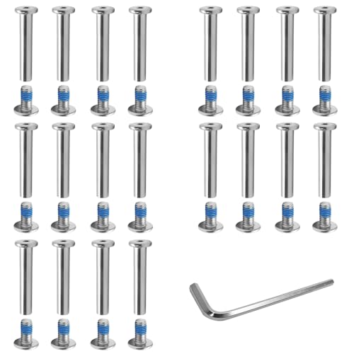 Biaungdo 20 Sets 32mm Inline Skate Wheels Screws, 6mm OD Inline Skate Replacement Bearings Roller Skating Screws Skating Wheel Axles Socket Screw with 1 Pack Installation Tool