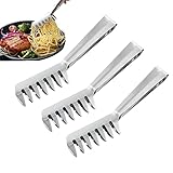 3 Pack Pasta Tongs Stainless Steel for Serving Pasta Utensils Claw Chicken Tongs Salad Tongs