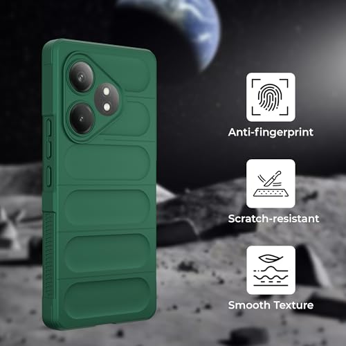Image of A rtistque Back Cover Case for Realme GT 6T 5G / GT 6 | with Inner Fabric | Stylish AirBag Case | Liquid Stripe Silicone | Camera Protection | Anti Slip Grip | Back Cover - Green