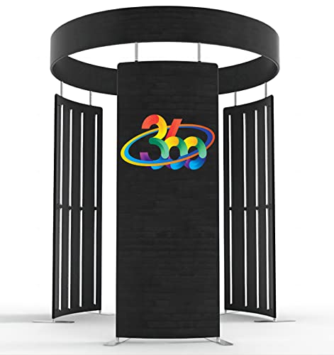 ZLPOWER 8FT Photo Booth Enclosure Backdrop Tents Customized Logo Tension Fabric Movable Backdrops Degree Camera Background Video Photostudio with RGB 24 PCS LED Light for Rental Wedding Party