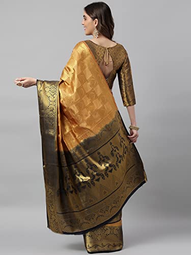 Image of Women's Banarasi Silk With Jacquard Print Saree With Blouse