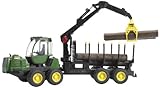 Bruder 02133 John Deere 1210E Rückezug mit 4 Baumstämmen und Holzgreifer