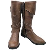 JUNQIAKO Medieval Male Renaissance Pull On Mid Calf Gothic Boots Adult Pirate Boot Halloween Costume Accessory