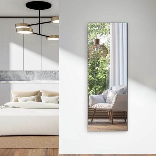 HORLIMER Standspiegel 165 x 60 cm, Großer Wandspiegel oder Stehspiegel Ganzkörperspiegel für Schlafzimmer, Wohnzimmer, Flur, HD Ankleidespiegel mit Schwarzer Rahmen – Bild 6