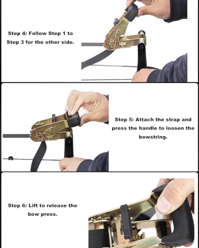 Mefape Bow Press, Archery Compound Bow Press, Aluminum Alloy Handheld Bow Press for Compound Bow and Crossbow, Universal Ratchet Type Fine Tuning Tool with 51.2” Strap - Thumbnail 7