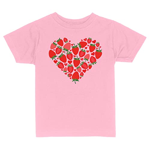 Strawberry Heart Toddler Kids T-Shirt 5T Light Pink